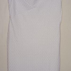 White Textured Sleeveless Dress